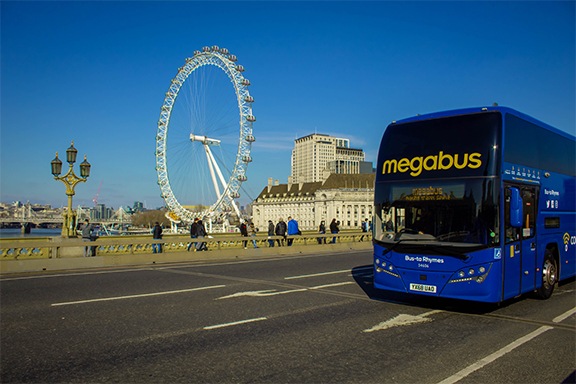 megabus coach by London Eye