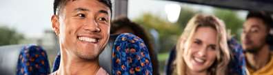 Two passengers sat on board a megabus coach